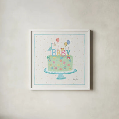 Happy Baby IV by Farida Zaman. Shown in a crisp white glass frame for a clean and minimalist style. Available as an archival giclee rolled canvas, fine art paper, or poster print. SKU 49097a.
