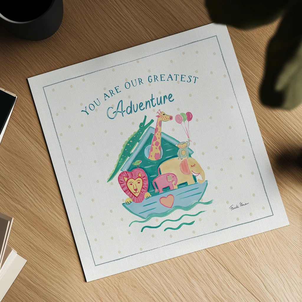 Happy Baby VI by Farida Zaman. Shown as a detailed flat fine art print, highlighting archival giclee quality. Available as an archival giclee rolled canvas, fine art paper, or poster print. SKU 49099a.