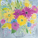 Happy Flowers by Farida Zaman. SKU 60947a. Archival Giclee Fine art print for wall decor.