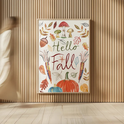 Hello Fall I by Farida Zaman. shown as over sized large wall art. Available as an archival giclee rolled canvas, fine art paper, or poster print. SKU 36962h.