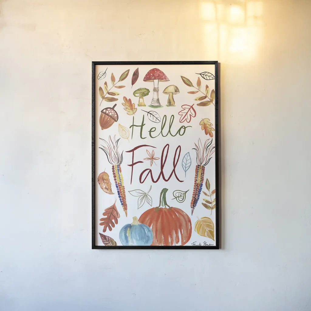 Hello Fall I by Farida Zaman. shown as a paper print in a black flame. Available as a archival giclee rolled canvas, fine art paper, or poster print. SKU 36962h.