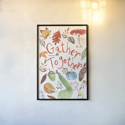 Hello Fall II by Farida Zaman. shown as a paper print in a black flame. Available as a archival giclee rolled canvas, fine art paper, or poster print. SKU 36963h.