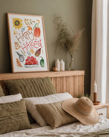 Hello Fall III by Farida Zaman. shown as a paper print in a natural frame. Available as a archival giclee rolled canvas, fine art paper, or poster print. SKU 36964h.