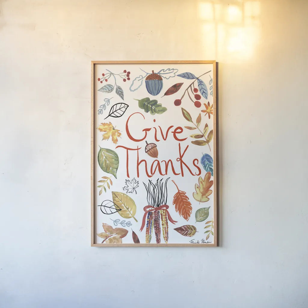 Hello Fall IV by Farida Zaman. shown as a paper print in a natural frame. Available as a archival giclee rolled canvas, fine art paper, or poster print. SKU 36965h.