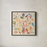 Hello Fall IV Sq Burlap by Farida Zaman. Shown in a sleek black glass frame for a contemporary gallery look. Available as an archival giclee rolled canvas, fine art paper, or poster print. SKU 47597a.