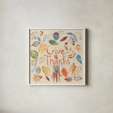 Hello Fall IV Sq Burlap by Farida Zaman. Shown in a crisp white glass frame for a clean and minimalist style. Available as an archival giclee rolled canvas, fine art paper, or poster print. SKU 47597a.