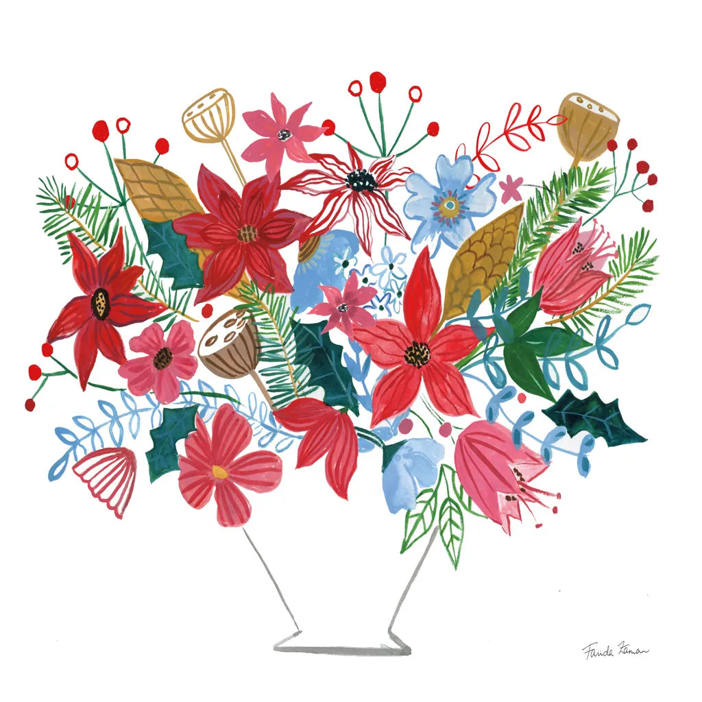 Holiday Bouquet I by Farida Zaman. SKU 65614a. Archival Giclee Fine art print for wall decor.