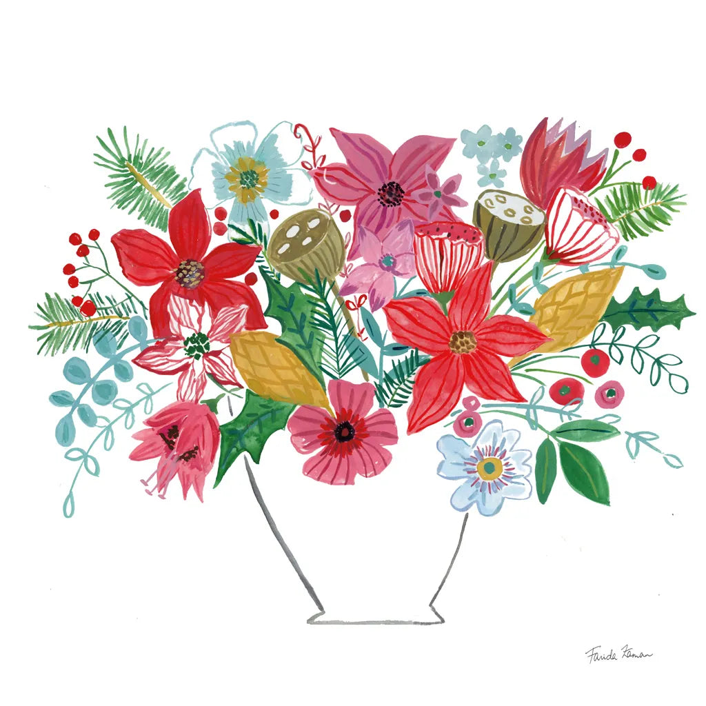Holiday Bouquet II by Farida Zaman. SKU 65615a. Archival Giclee Fine art print for wall decor.