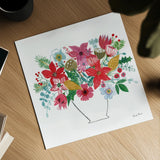 Holiday Bouquet II by Farida Zaman. Shown as a detailed flat fine art print, highlighting archival giclee quality. Available as an archival giclee rolled canvas, fine art paper, or poster print. SKU 65615a.