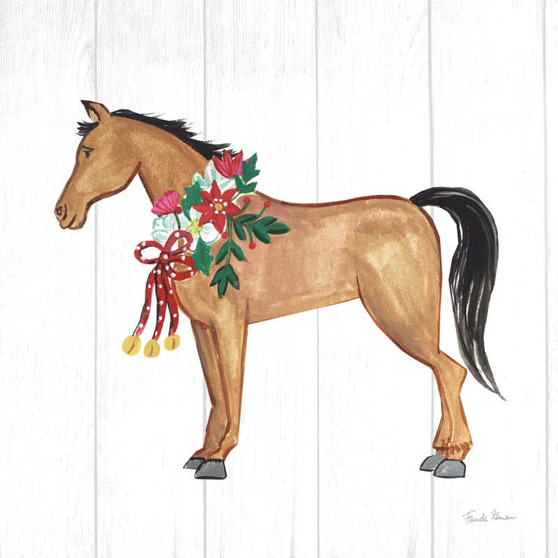 Holiday Farm Animals II by Farida Zaman. SKU 37034a. Archival Giclee Fine art print for wall decor.