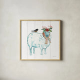 Holiday Farm Animals III by Farida Zaman. Shown in a natural wood glass frame for a timeless modern aesthetic. Available as an archival giclee rolled canvas, fine art paper, or poster print. SKU 37035a.
