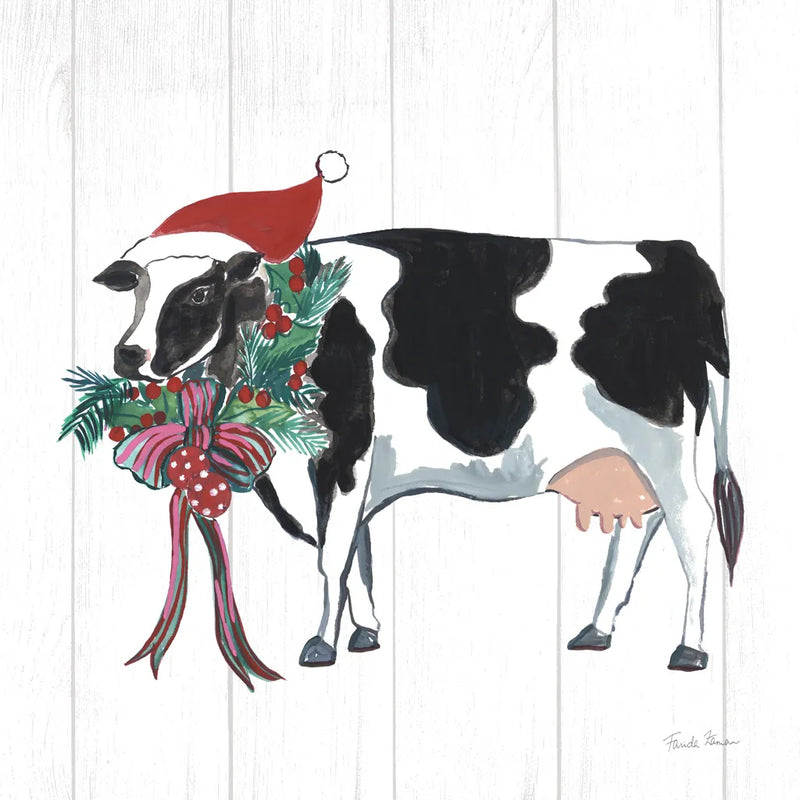 Holiday Farm Animals IV by Farida Zaman. SKU 37036a. Archival Giclee Fine art print for wall decor.