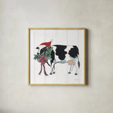 Holiday Farm Animals IV by Farida Zaman. Shown in a natural wood glass frame for a timeless modern aesthetic. Available as an archival giclee rolled canvas, fine art paper, or poster print. SKU 37036a.