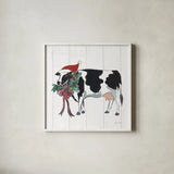 Holiday Farm Animals IV by Farida Zaman. Shown in a crisp white glass frame for a clean and minimalist style. Available as an archival giclee rolled canvas, fine art paper, or poster print. SKU 37036a.