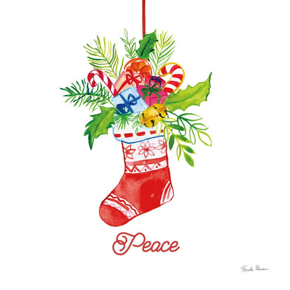 Holiday Stocking by Farida Zaman. SKU 76532a. Archival Giclee Fine art print for wall decor.