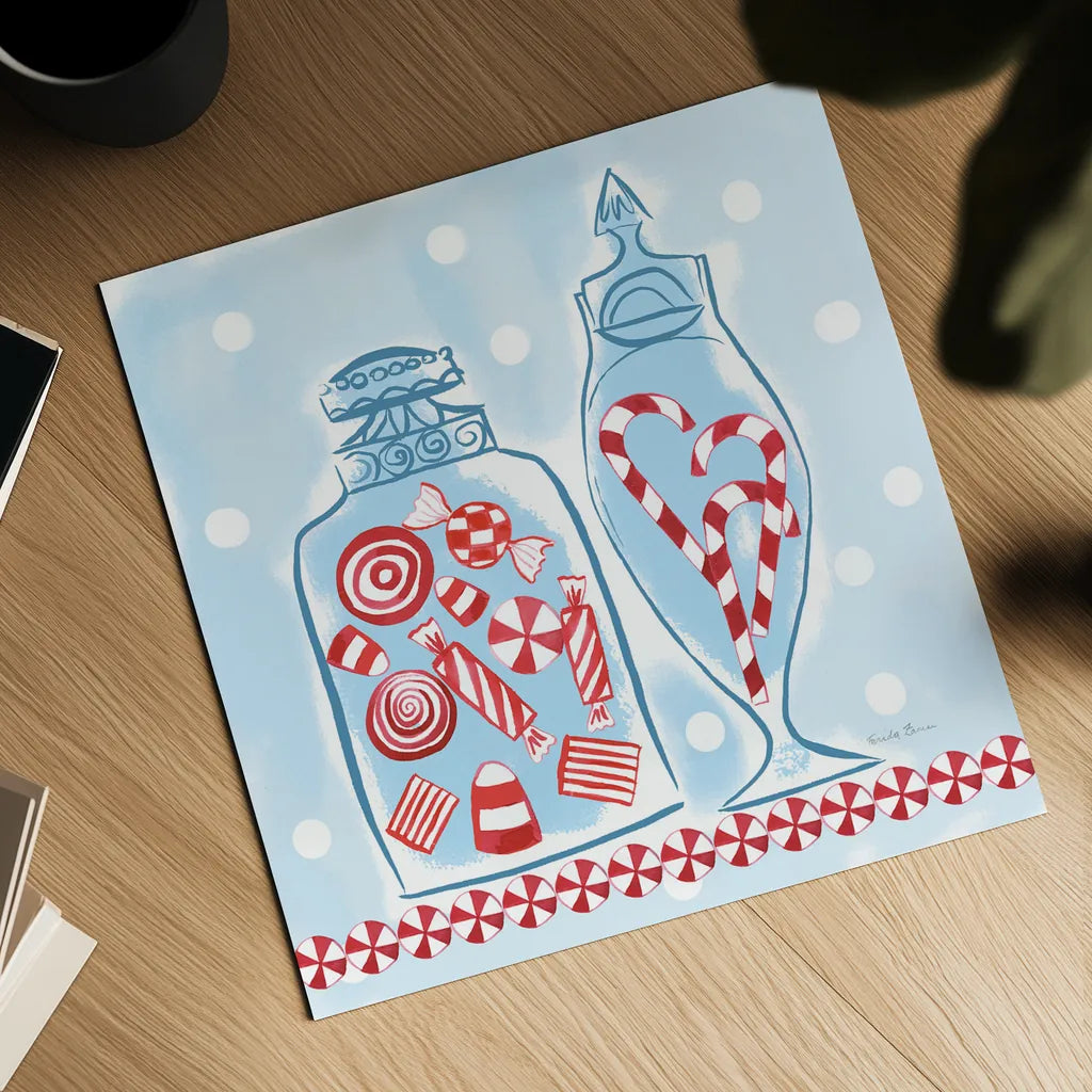 Holiday Treats II by Farida Zaman. Shown as a detailed flat fine art print, highlighting archival giclee quality. Available as an archival giclee rolled canvas, fine art paper, or poster print. SKU 33052a.