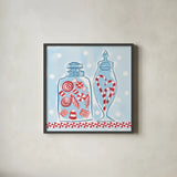 Holiday Treats II by Farida Zaman. Shown in a sleek black glass frame for a contemporary gallery look. Available as an archival giclee rolled canvas, fine art paper, or poster print. SKU 33052a.