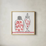 Holiday Treats II BW by Farida Zaman. Shown in a natural wood glass frame for a timeless modern aesthetic. Available as an archival giclee rolled canvas, fine art paper, or poster print. SKU 58362a.