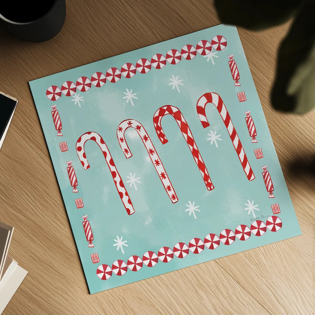 Holiday Treats III by Farida Zaman. Shown as a detailed flat fine art print, highlighting archival giclee quality. Available as an archival giclee rolled canvas, fine art paper, or poster print. SKU 33053a.