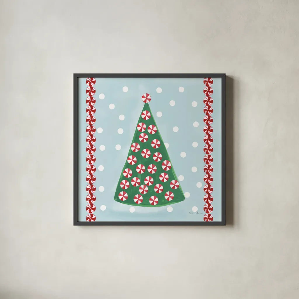 Holiday Treats IV by Farida Zaman. Shown in a sleek black glass frame for a contemporary gallery look. Available as an archival giclee rolled canvas, fine art paper, or poster print. SKU 33054a.
