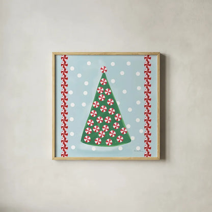 Holiday Treats IV by Farida Zaman. Shown in a natural wood glass frame for a timeless modern aesthetic. Available as an archival giclee rolled canvas, fine art paper, or poster print. SKU 33054a.