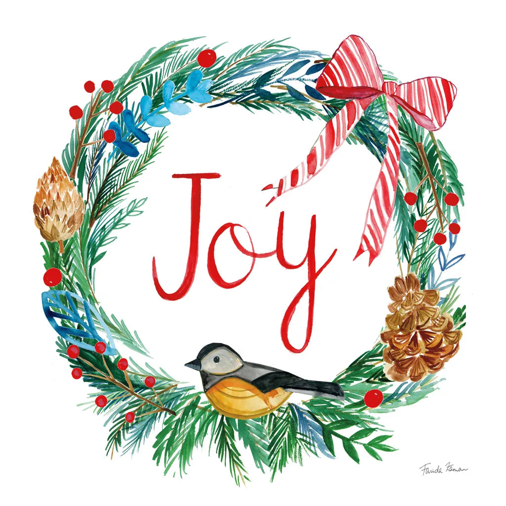 Holiday Wreath I by Farida Zaman. SKU 39790a. Archival Giclee Fine art print for wall decor.