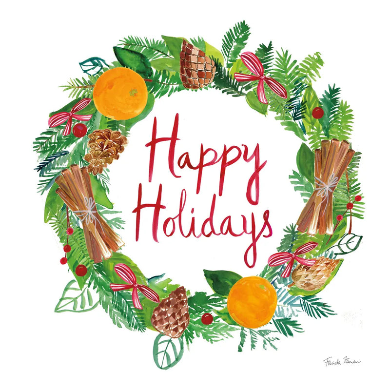 Holiday Wreath II by Farida Zaman. SKU 39791a. Archival Giclee Fine art print for wall decor.