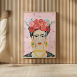 Homage to Frida v2 by Farida Zaman. shown as over sized large wall art. Available as an archival giclee rolled canvas, fine art paper, or poster print. SKU 54175h.