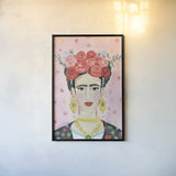 Homage to Frida v2 by Farida Zaman. shown as a paper print in a black flame. Available as a archival giclee rolled canvas, fine art paper, or poster print. SKU 54175h.