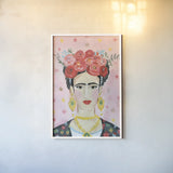 Homage to Frida v2 by Farida Zaman. shown as a paper print in a white frame. Available as a archival giclee rolled canvas, fine art paper, or poster print. SKU 54175h.