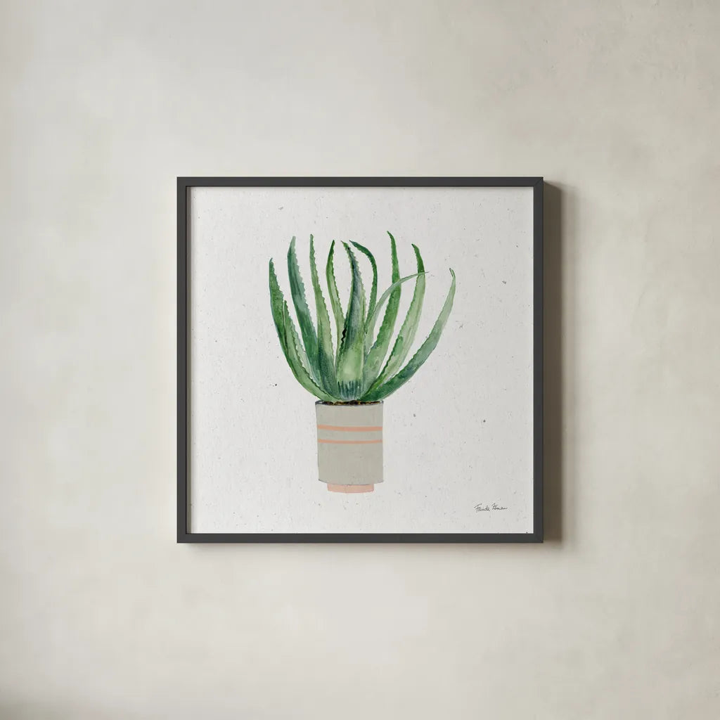 Home Garden I by Farida Zaman. Shown in a sleek black glass frame for a contemporary gallery look. Available as an archival giclee rolled canvas, fine art paper, or poster print. SKU 63537a.