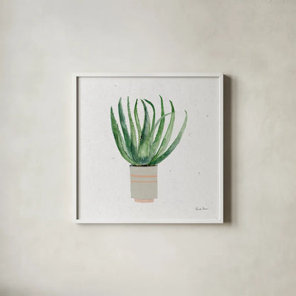 Home Garden I by Farida Zaman. Shown in a crisp white glass frame for a clean and minimalist style. Available as an archival giclee rolled canvas, fine art paper, or poster print. SKU 63537a.