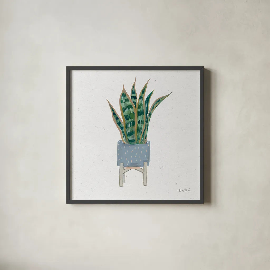 Home Garden II by Farida Zaman. Shown in a sleek black glass frame for a contemporary gallery look. Available as an archival giclee rolled canvas, fine art paper, or poster print. SKU 63538a.