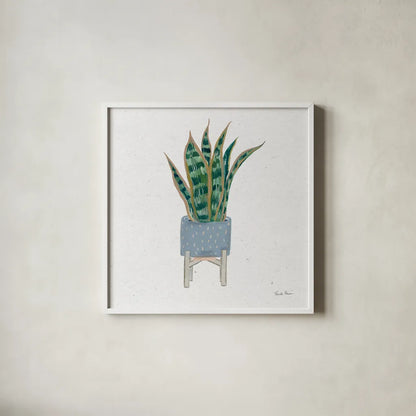 Home Garden II by Farida Zaman. Shown in a crisp white glass frame for a clean and minimalist style. Available as an archival giclee rolled canvas, fine art paper, or poster print. SKU 63538a.