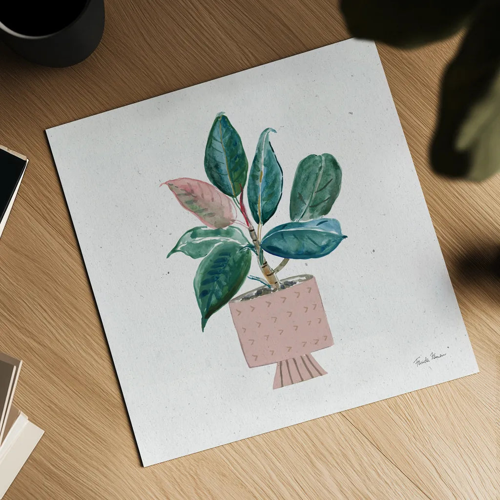 Home Garden IV by Farida Zaman. Shown as a detailed flat fine art print, highlighting archival giclee quality. Available as an archival giclee rolled canvas, fine art paper, or poster print. SKU 63540a.