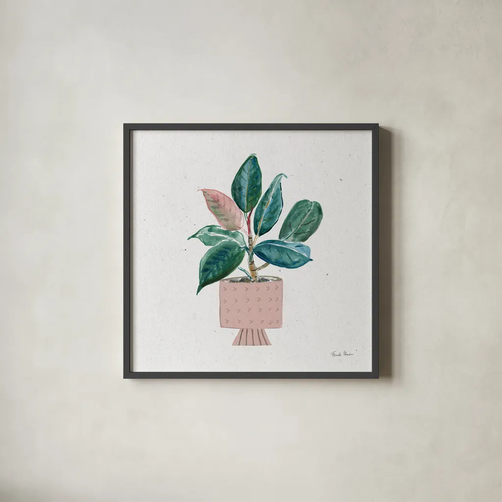 Home Garden IV by Farida Zaman. Shown in a sleek black glass frame for a contemporary gallery look. Available as an archival giclee rolled canvas, fine art paper, or poster print. SKU 63540a.