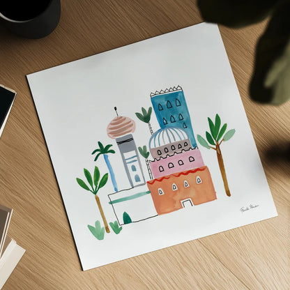 Home Sweet Home I by Farida Zaman. Shown as a detailed flat fine art print, highlighting archival giclee quality. Available as an archival giclee rolled canvas, fine art paper, or poster print. SKU 56840a.