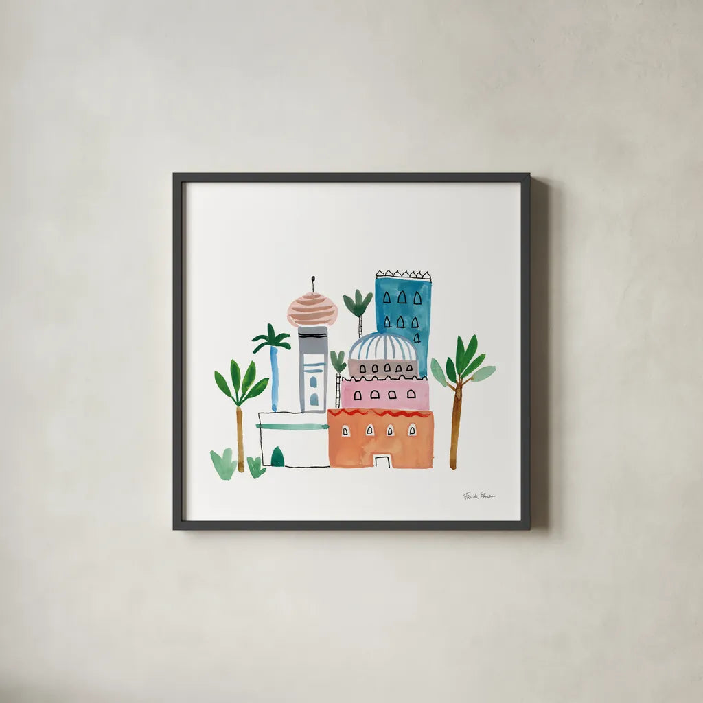 Home Sweet Home I by Farida Zaman. Shown in a sleek black glass frame for a contemporary gallery look. Available as an archival giclee rolled canvas, fine art paper, or poster print. SKU 56840a.