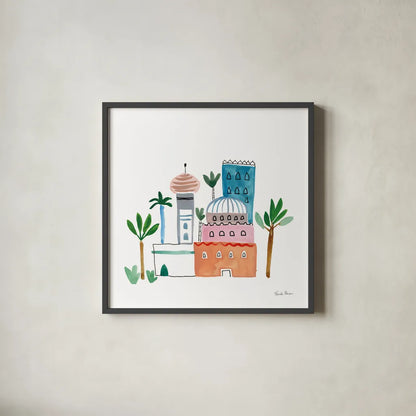 Home Sweet Home I by Farida Zaman. Shown in a sleek black glass frame for a contemporary gallery look. Available as an archival giclee rolled canvas, fine art paper, or poster print. SKU 56840a.