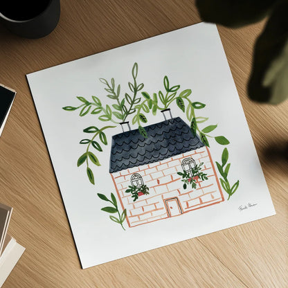 Home Sweet Home II by Farida Zaman. Shown as a detailed flat fine art print, highlighting archival giclee quality. Available as an archival giclee rolled canvas, fine art paper, or poster print. SKU 56841a.