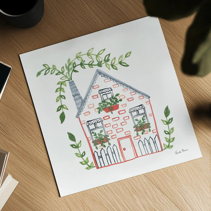 Home Sweet Home III by Farida Zaman. Shown as a detailed flat fine art print, highlighting archival giclee quality. Available as an archival giclee rolled canvas, fine art paper, or poster print. SKU 67384a.