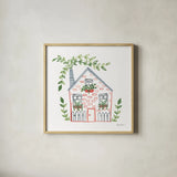 Home Sweet Home III by Farida Zaman. Shown in a natural wood glass frame for a timeless modern aesthetic. Available as an archival giclee rolled canvas, fine art paper, or poster print. SKU 67384a.