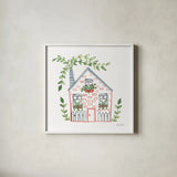 Home Sweet Home III by Farida Zaman. Shown in a crisp white glass frame for a clean and minimalist style. Available as an archival giclee rolled canvas, fine art paper, or poster print. SKU 67384a.
