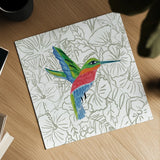 Hummingbird I by Farida Zaman. Shown as a detailed flat fine art print, highlighting archival giclee quality. Available as an archival giclee rolled canvas, fine art paper, or poster print. SKU 89245a.