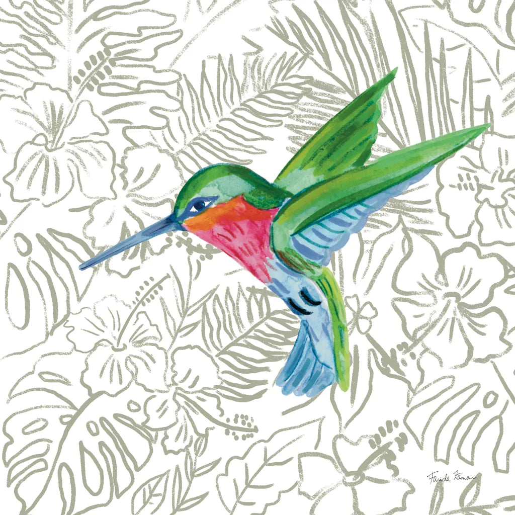 Hummingbird II by Farida Zaman. SKU 89246a. Archival Giclee Fine art print for wall decor.