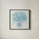 Hydrangea Fun by Farida Zaman. Shown in a sleek black glass frame for a contemporary gallery look. Available as an archival giclee rolled canvas, fine art paper, or poster print. SKU 46816a.