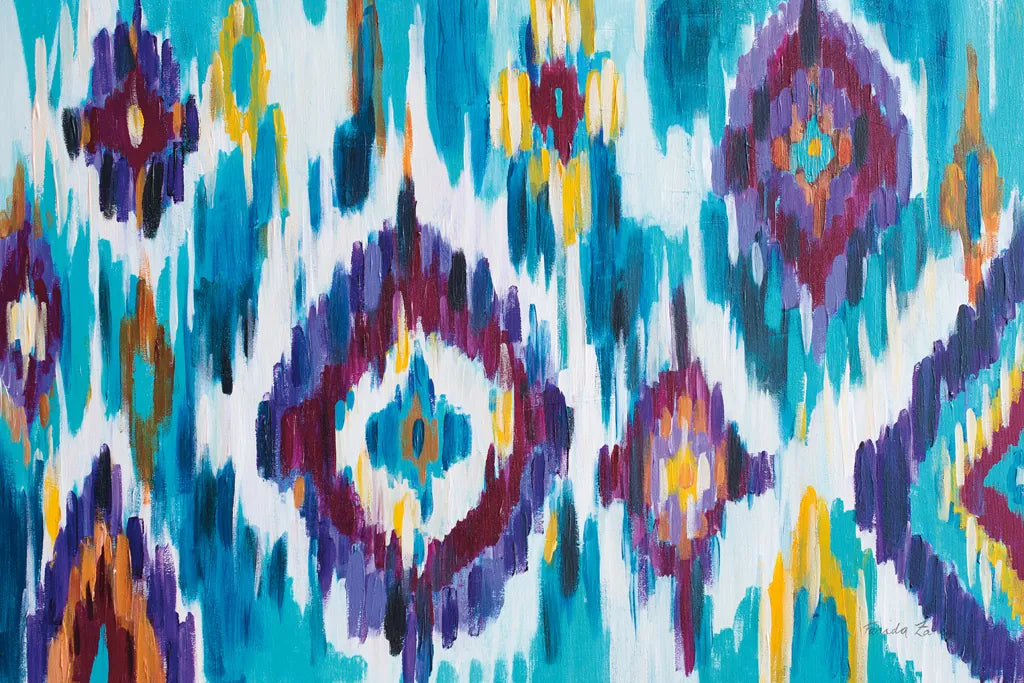 Ikat Jewel I by Farida Zaman. SKU 45443i. Archival Giclee Fine art print for wall decor.