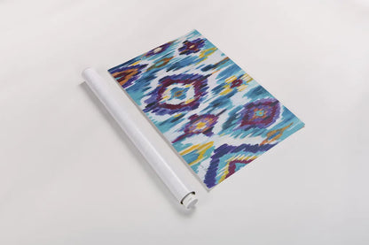 Ikat Jewel I by Farida Zaman. shown as a rolled paper print. Available as archival giclee rolled canvas, fine art paper, or poster print. SKU 45443i.