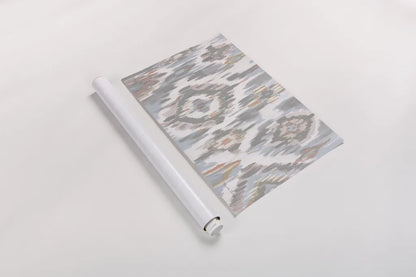 Ikat Jewel I blush grey by Farida Zaman. shown as a rolled paper print. Available as archival giclee rolled canvas, fine art paper, or poster print. SKU 45667i.