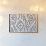 Ikat Jewel I blush grey by Farida Zaman. shown as a paper print in a natural frame. Available as a archival giclee rolled canvas, fine art paper, or poster print. SKU 45667i.